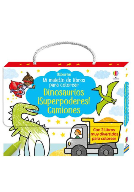 LIBRO Mi Maletin De Libros Para Colorear 2 - Dinosaurios, ¡Superpoderes!, Camiones