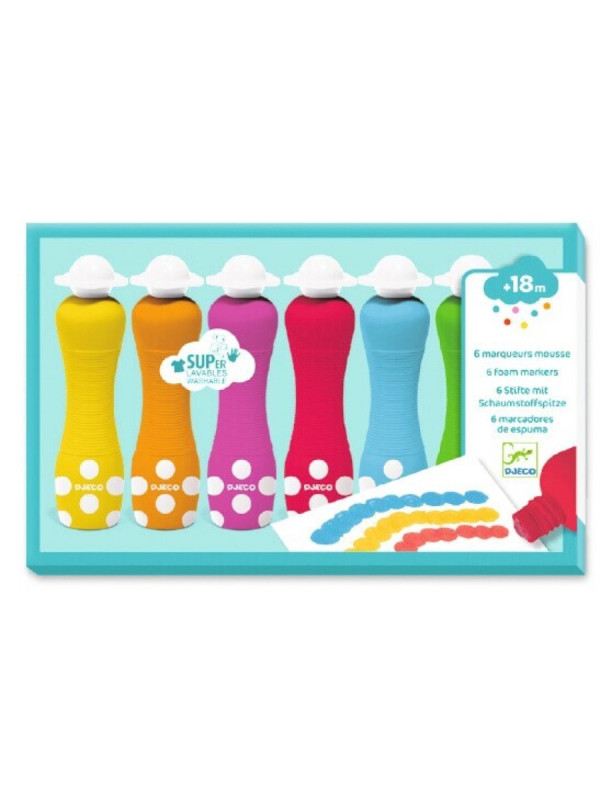 Colores para peques 6 marcadores de espuma DJECO