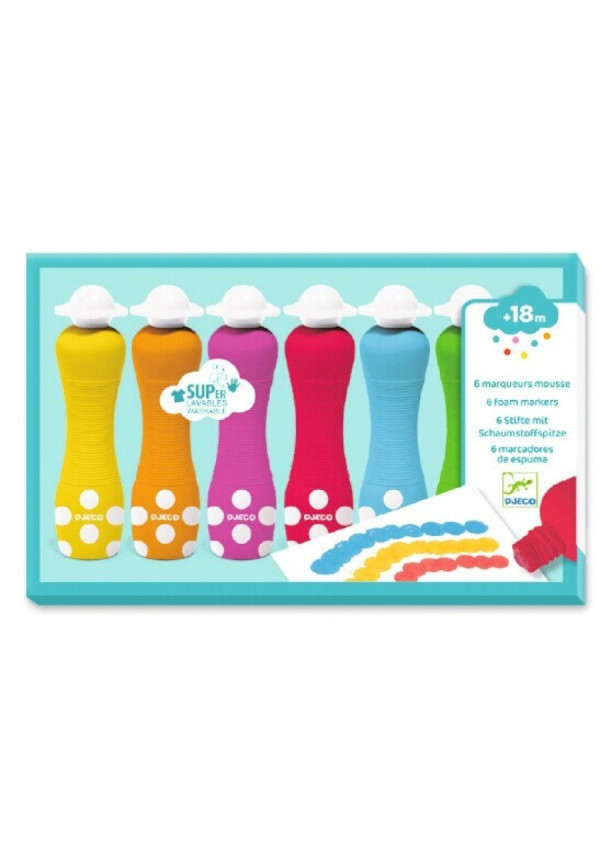 Colores para peques 6 marcadores de espuma DJECO