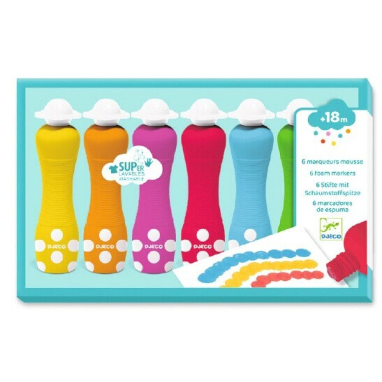 Colores para peques 6 marcadores de espuma DJECO