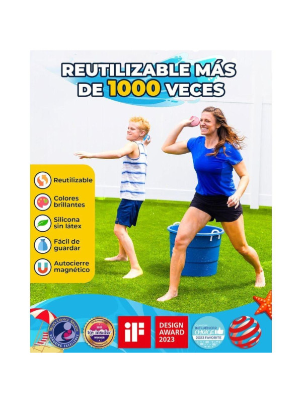 Globos agua reutilizables SOLID opacos (6 ud.+bolsa) SOPPYCID
