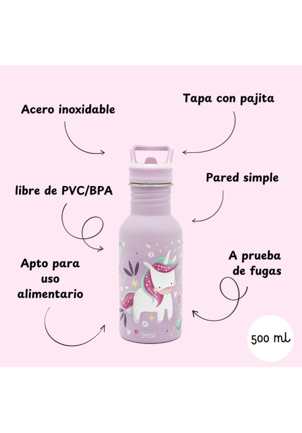 Botella Acero Inox Unicornio SASSI