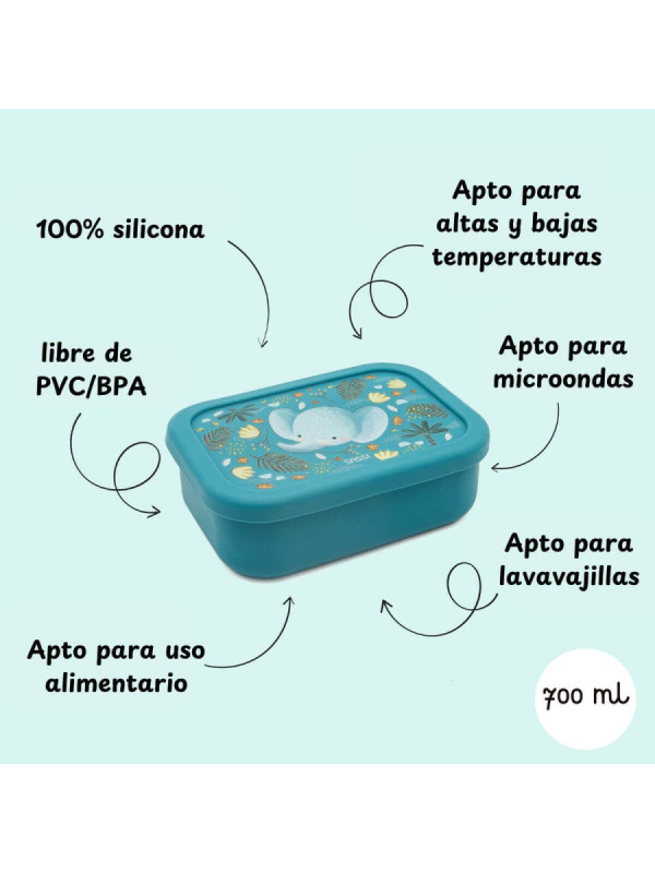Caja almuerzo de silicona Elefante SASSI 
