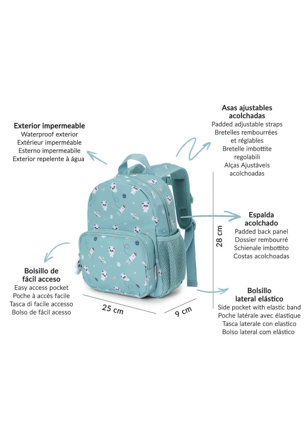 Mochila Infantil Pandas in Space 