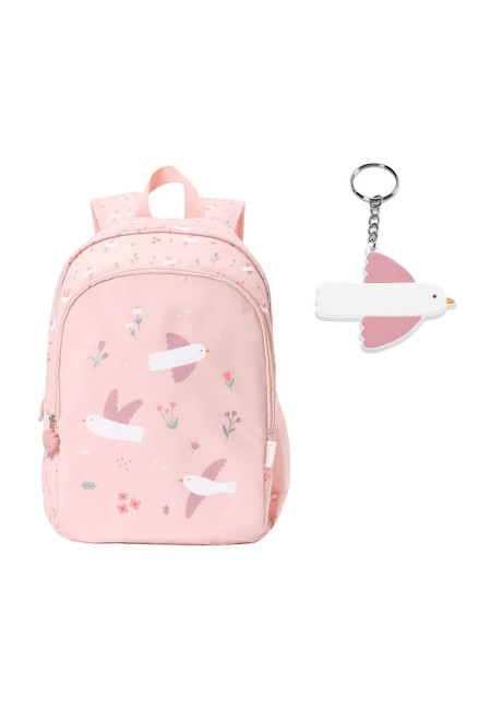 Mochila Mediana Blossom Birds + Llavero Personalizable