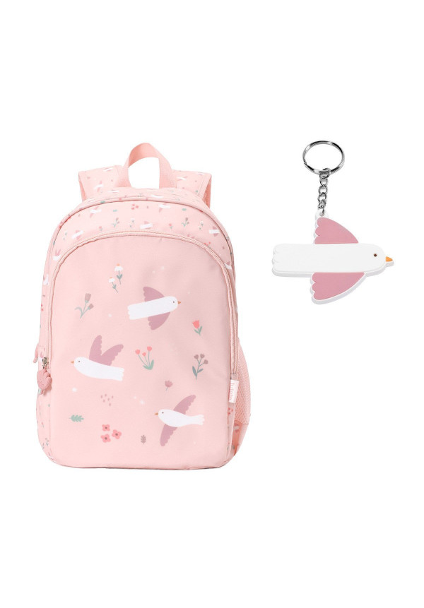 Mochila Mediana Blossom Birds + Llavero Personalizable