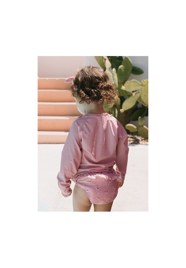 Bañador Pañal Volantes Whale Pink Monnëka