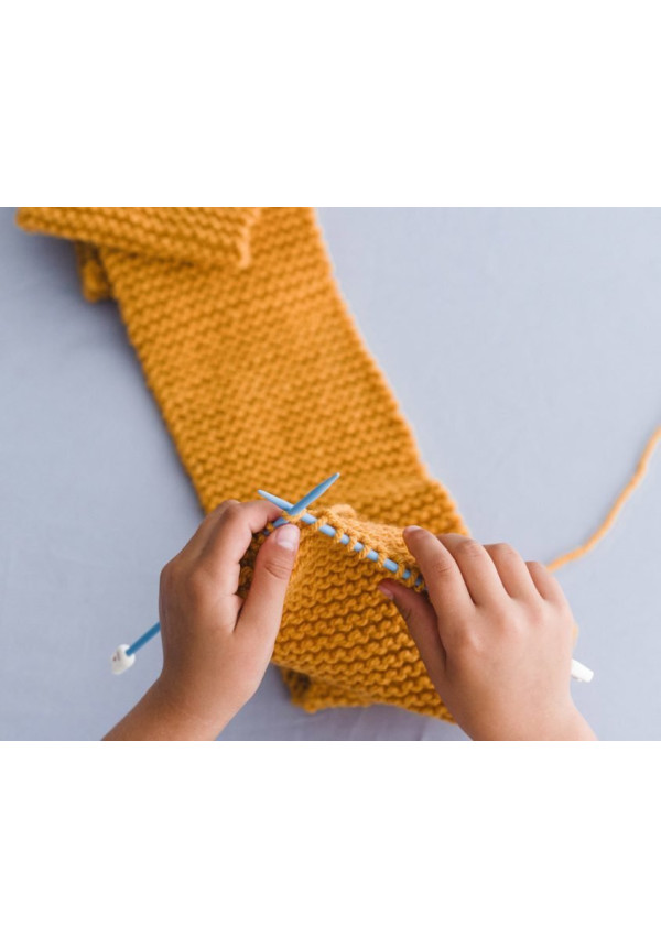 Kit tricot cuello y guantes amarillos A PUNT
