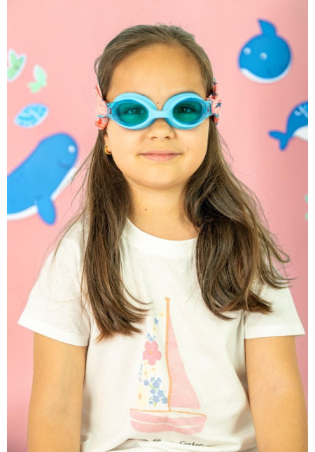 Gafas infantiles azul claro con turbante Ballenas