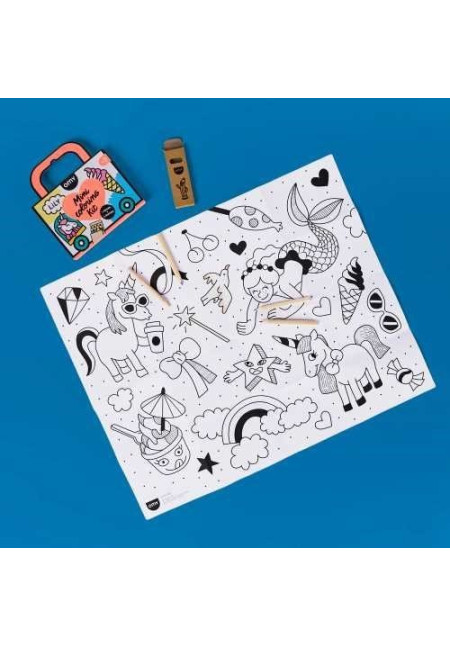 MINI POCKET OMY UNICORNIO PARA COLOREAR + 4 LAPICES COLOR OMY