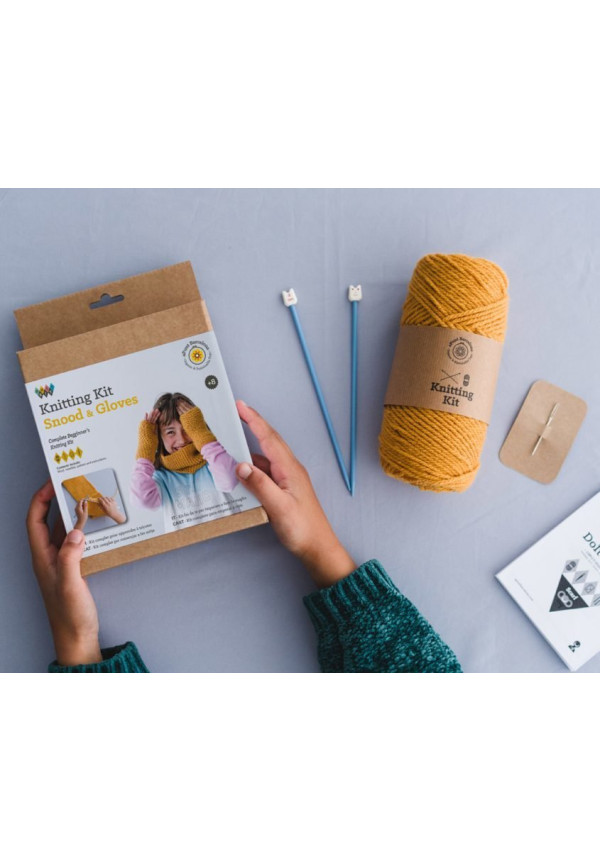 Kit tricot cuello y guantes amarillos A PUNT