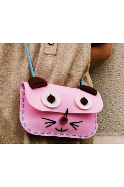 Kit de costura bolso: Gato rosa A PUNT