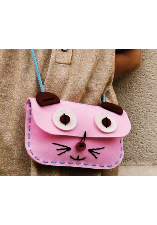 Kit de costura bolso: Gato rosa A PUNT