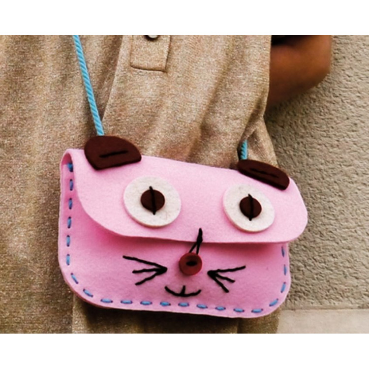 Kit de costura bolso: Gato rosa A PUNT
