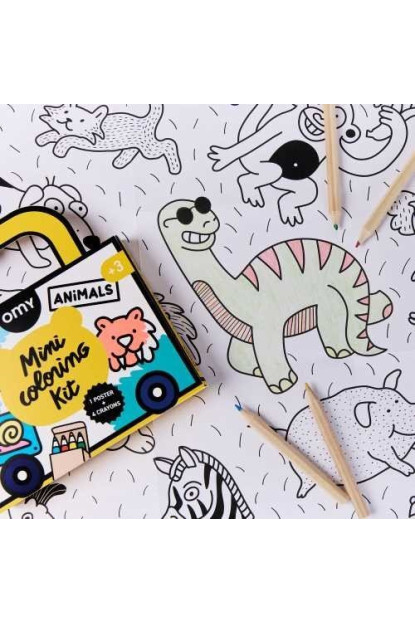 MINI POCKET OMY ANIMALS PARA COLOREAR + 4 LAPICES COLOR OMY