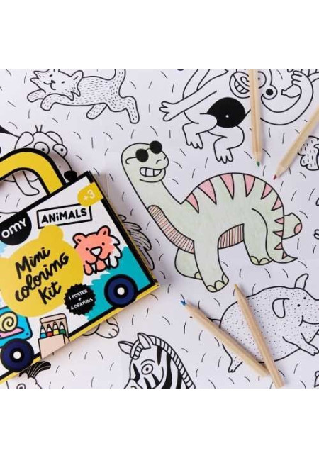 MINI POCKET OMY ANIMALS PARA COLOREAR + 4 LAPICES COLOR OMY