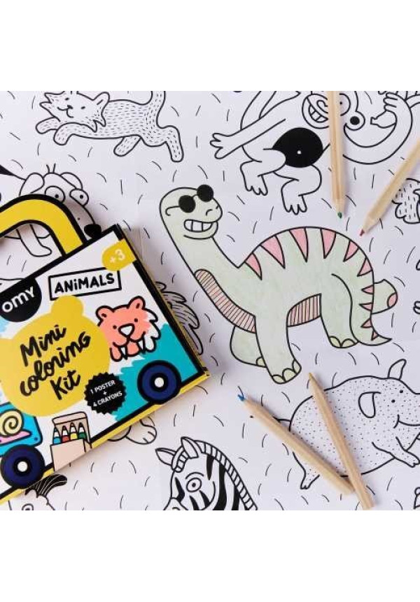 MINI POCKET OMY ANIMALS PARA COLOREAR + 4 LAPICES COLOR OMY