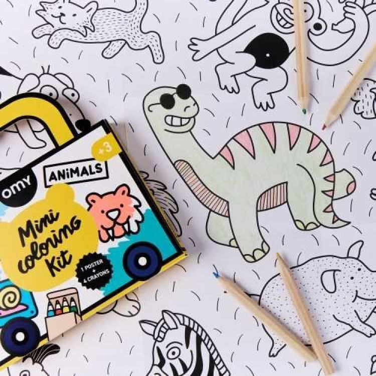 MINI POCKET OMY ANIMALS PARA COLOREAR + 4 LAPICES COLOR OMY