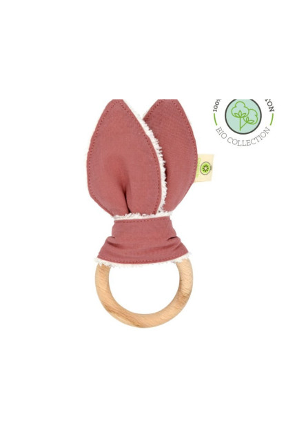 Anilla mordedor conejo de algodón orgánico: rosa A PUNT