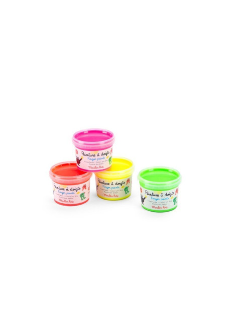 4 botes pintura de dedos fluorescente SchmoukS MOULIN ROTY
