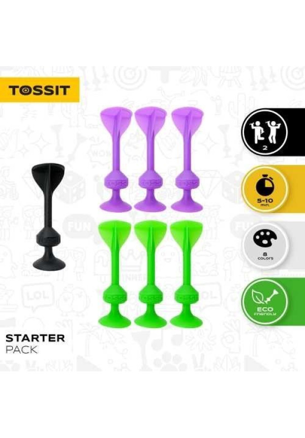 TOSSIT 7 DARDOS SILICONA STARTER VERDE FLUOR + MORADO