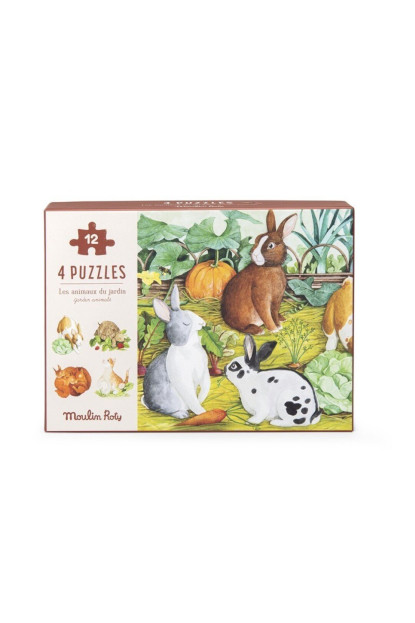4 mini puzzles Animales (4x12 piezas) MOULIN ROTY