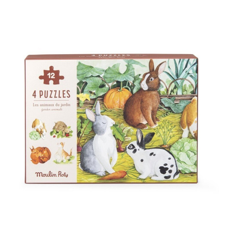 4 mini puzzles Animales (4x12 piezas) MOULIN ROTY