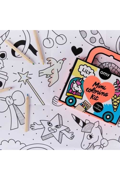 MINI POCKET OMY UNICORNIO PARA COLOREAR + 4 LAPICES COLOR OMY