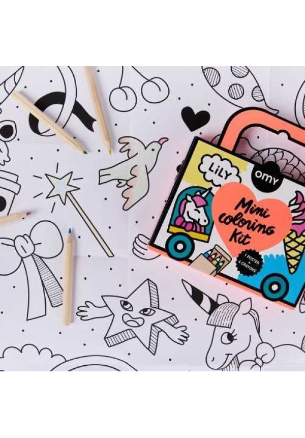 MINI POCKET OMY UNICORNIO PARA COLOREAR + 4 LAPICES COLOR OMY