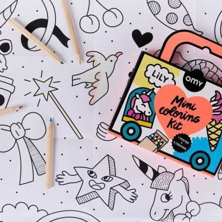MINI POCKET OMY UNICORNIO PARA COLOREAR + 4 LAPICES COLOR OMY