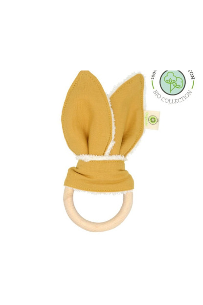 Anilla mordedor conejo de algodón orgánico: ocre A PUNT