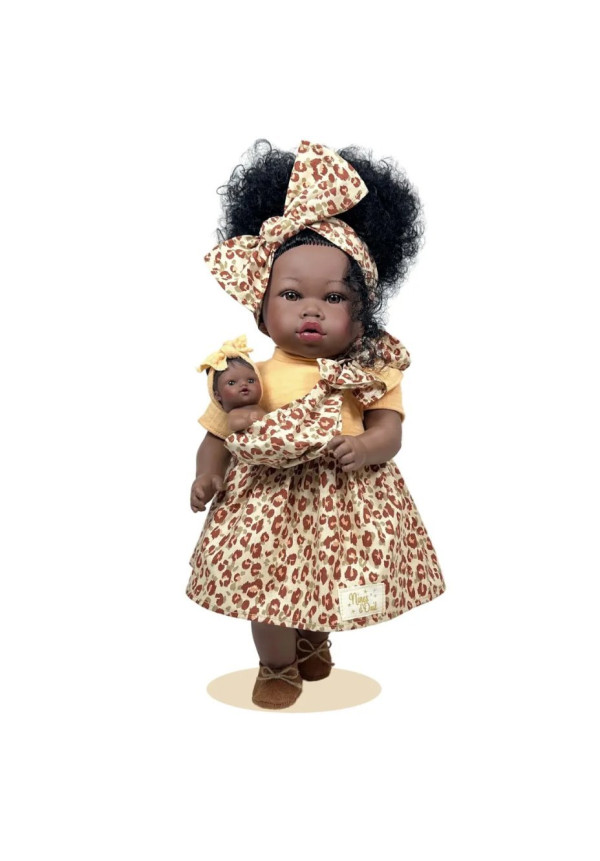 MUÑECA ADDIS CON BEBÉ LEOPARD NINES D'ONILL