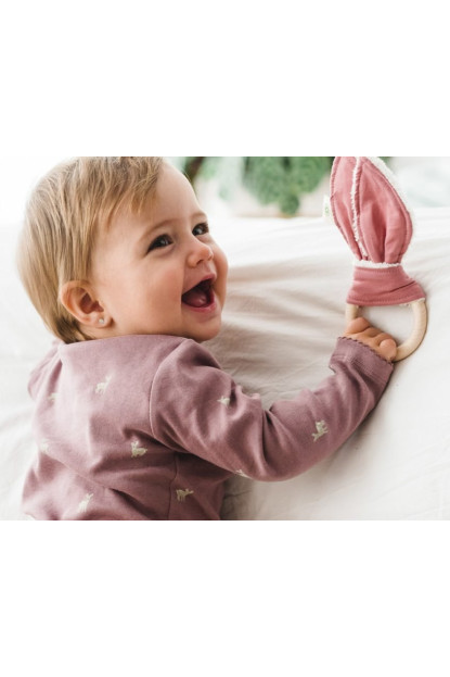 Anilla mordedor conejo de algodón orgánico: rosa A PUNT