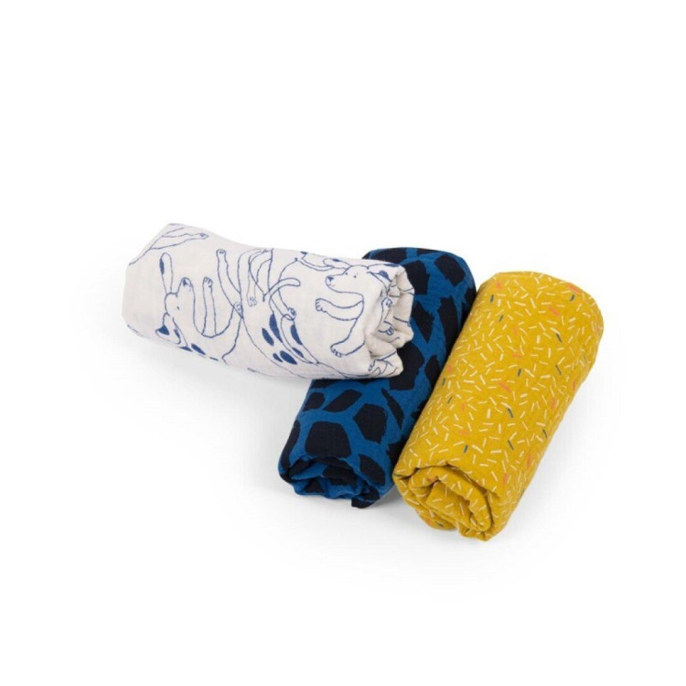 Juego de 3 muselinas Pouce&Pilou MOULIN ROTY