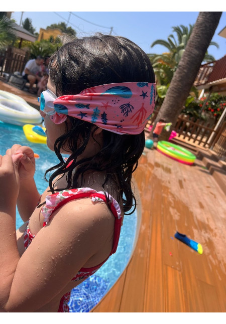 Gafas infantiles rosas con turbante Ballenas