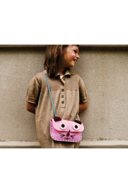 Kit de costura bolso: Gato rosa A PUNT