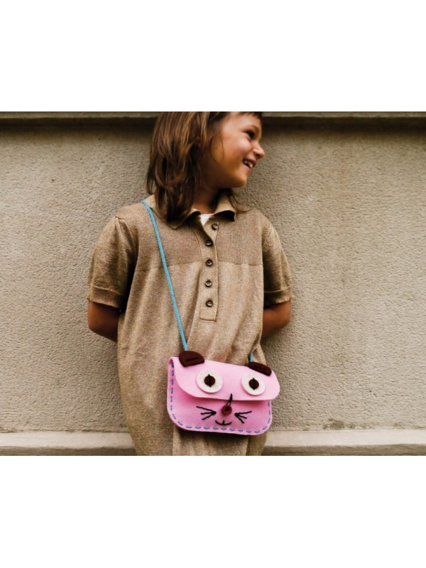 Kit de costura bolso: Gato rosa A PUNT