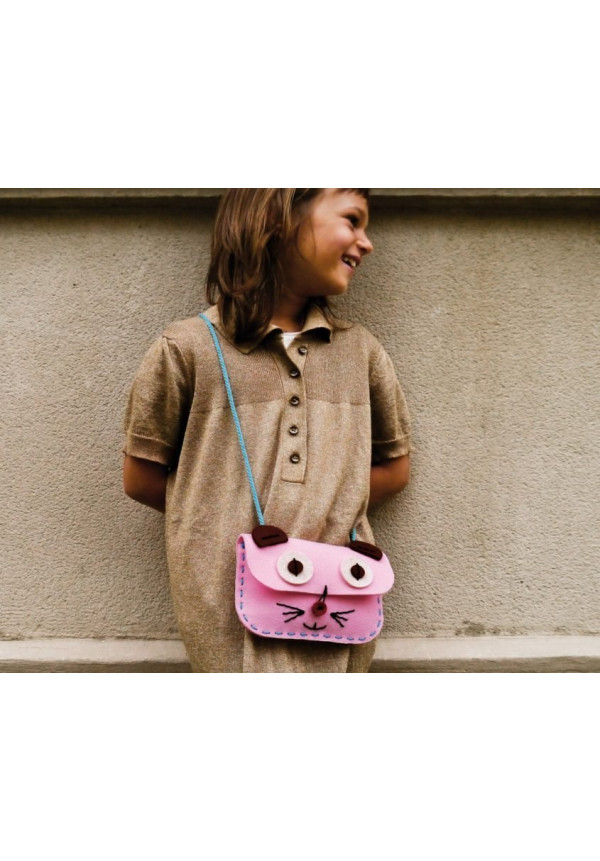 Kit de costura bolso: Gato rosa A PUNT