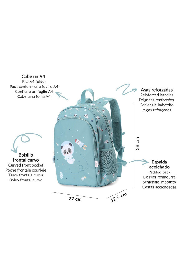 Mochila Mediana Pandas in Space + Llavero Personalizable