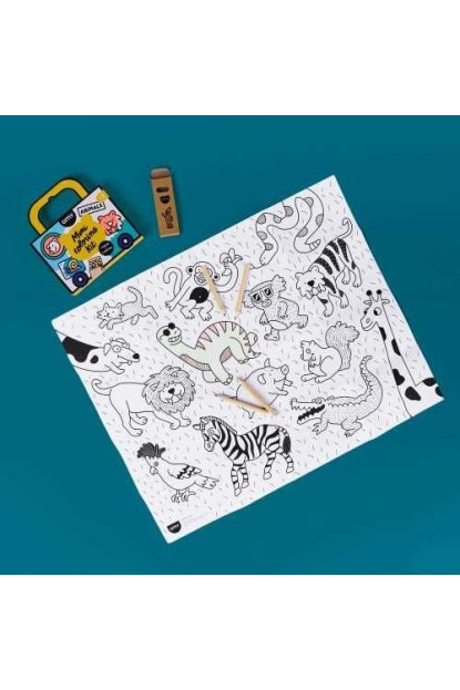 MINI POCKET OMY ANIMALS PARA COLOREAR + 4 LAPICES COLOR OMY