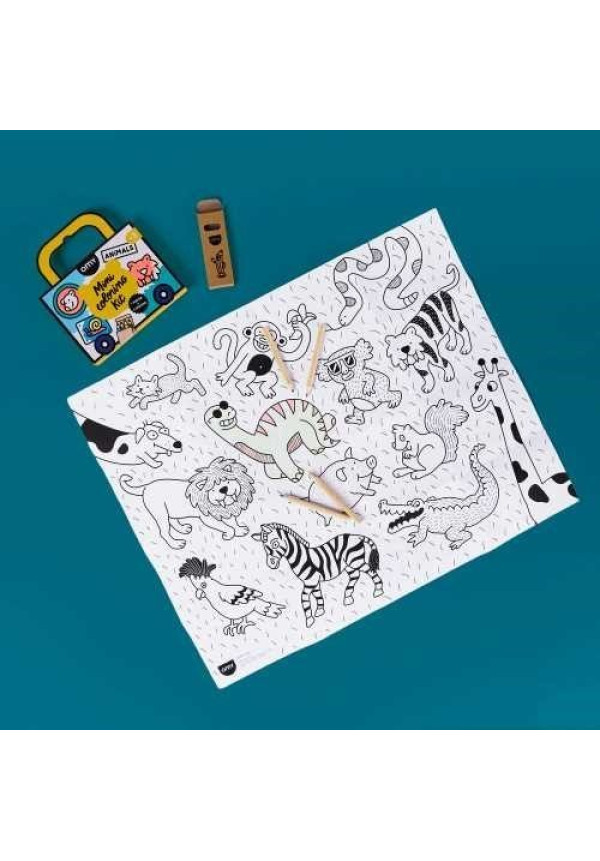 MINI POCKET OMY ANIMALS PARA COLOREAR + 4 LAPICES COLOR OMY