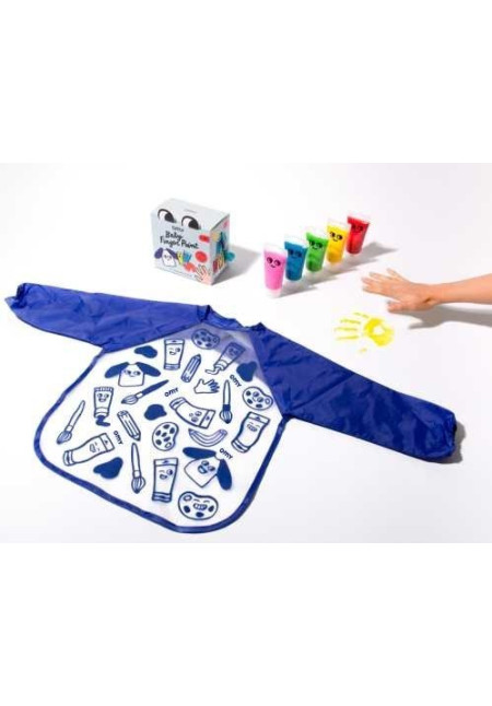 PINTURA PARA DEDOS OMY KIT 5 COLORES+BABERO