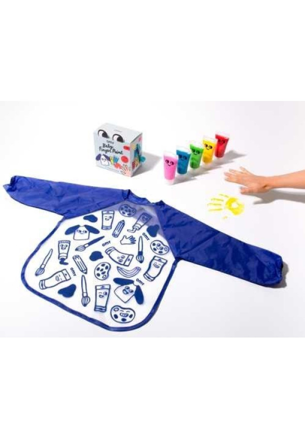 PINTURA PARA DEDOS OMY KIT 5 COLORES+BABERO