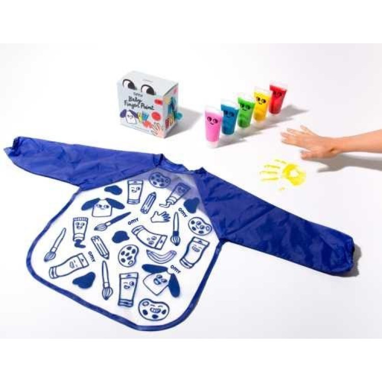 PINTURA PARA DEDOS OMY KIT 5 COLORES+BABERO