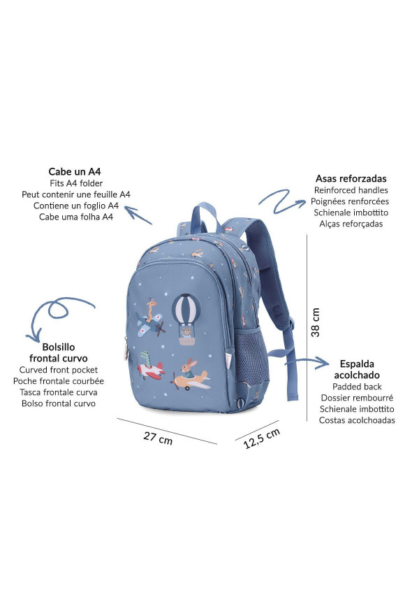 Mochila Mediana Planes + Llavero Personalizable