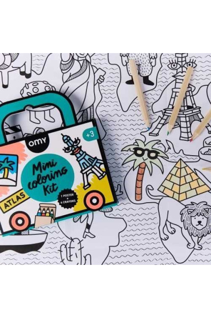 MINI POCKET OMY ATLAS PARA COLOREAR + 4 LAPICES COLOR OMY