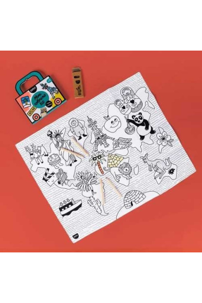MINI POCKET OMY ATLAS PARA COLOREAR + 4 LAPICES COLOR OMY