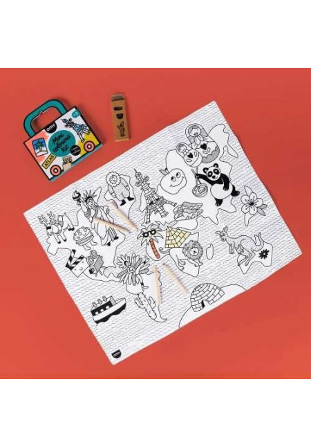 MINI POCKET OMY ATLAS PARA COLOREAR + 4 LAPICES COLOR OMY