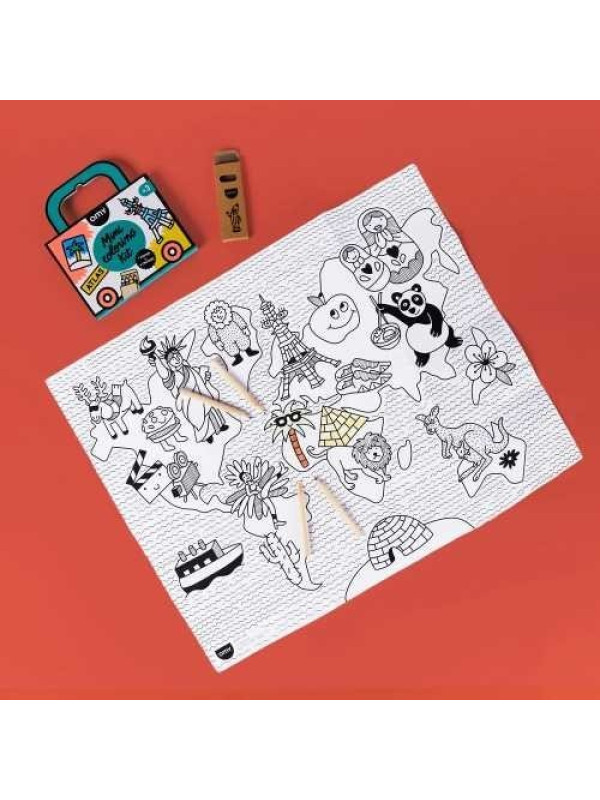 MINI POCKET OMY ATLAS PARA COLOREAR + 4 LAPICES COLOR OMY