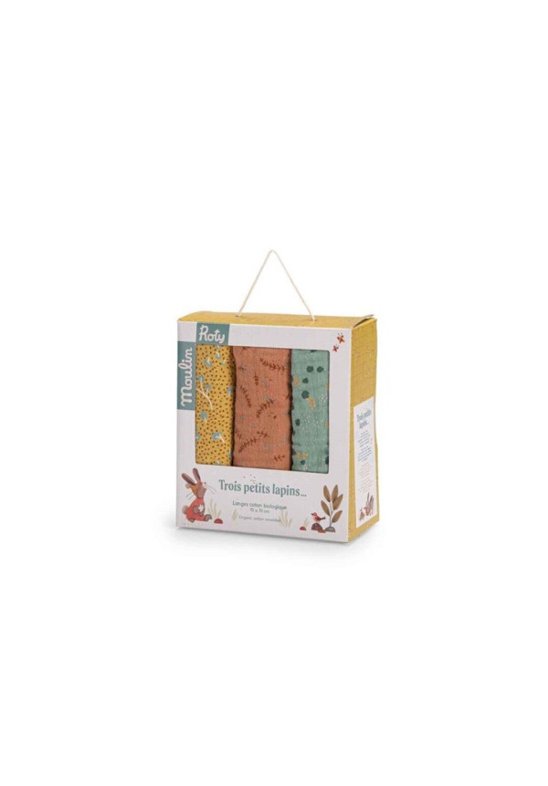 Juego de 3 muselinas Petits Lapins MOULIN ROTY